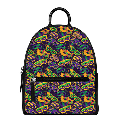 Mardi Gras Festival Pattern Print Leather Backpack
