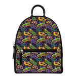Mardi Gras Festival Pattern Print Leather Backpack