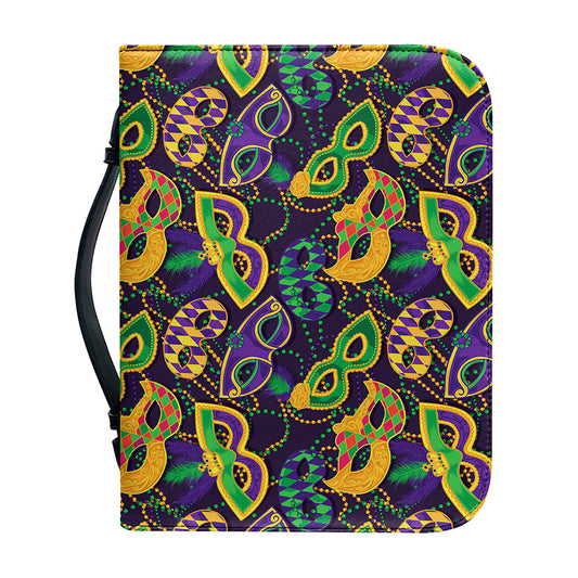 Mardi Gras Festival Pattern Print Leather Bible Cover