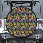 Mardi Gras Festival Pattern Print Leather Spare Tire Cover