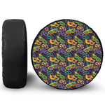 Mardi Gras Festival Pattern Print Leather Spare Tire Cover