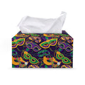 Mardi Gras Festival Pattern Print Leather Tissue Box Cover