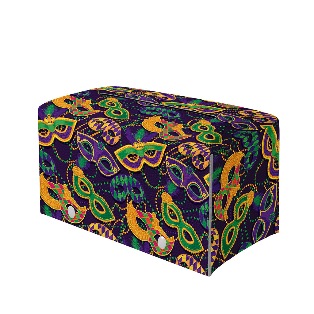 Mardi Gras Festival Pattern Print Leather Tissue Box Cover