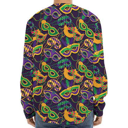 Mardi Gras Festival Pattern Print Long Sleeve Baseball Jersey