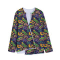 Mardi Gras Festival Pattern Print Long Sleeve Short Coat