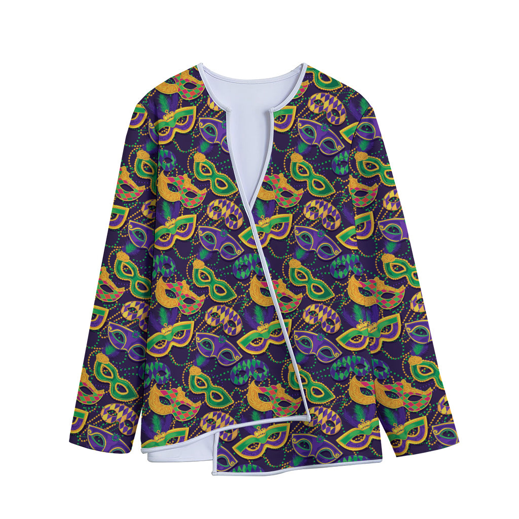 Mardi Gras Festival Pattern Print Long Sleeve Short Coat