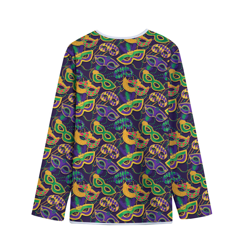Mardi Gras Festival Pattern Print Long Sleeve Short Coat