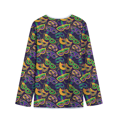 Mardi Gras Festival Pattern Print Long Sleeve Short Coat