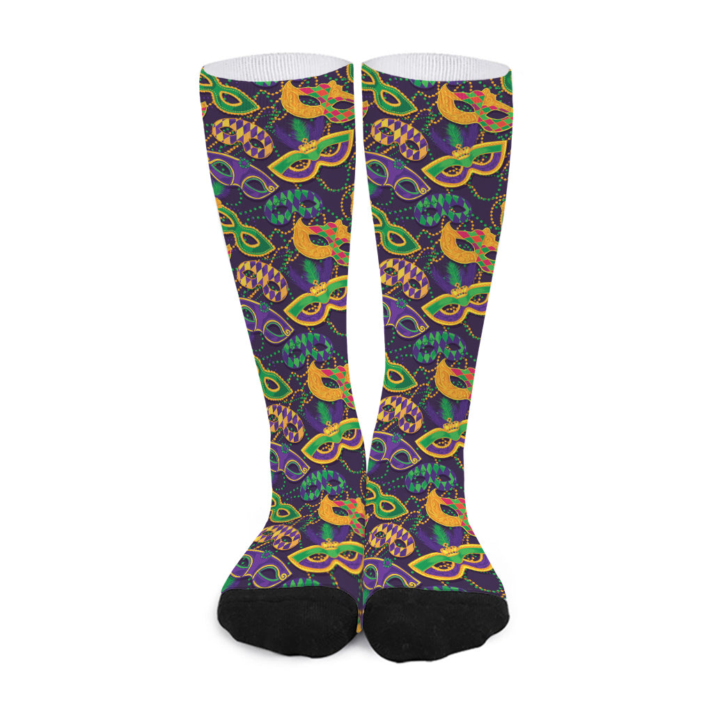 Mardi Gras Festival Pattern Print Long Socks