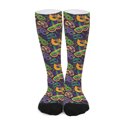 Mardi Gras Festival Pattern Print Long Socks