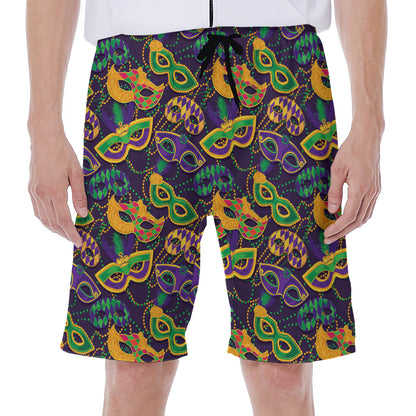 Mardi Gras Festival Pattern Print Men's Beach Shorts