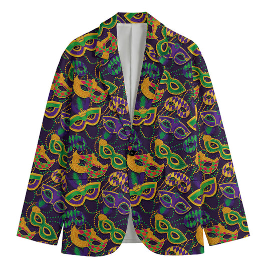 Mardi Gras Festival Pattern Print Men's Blazer