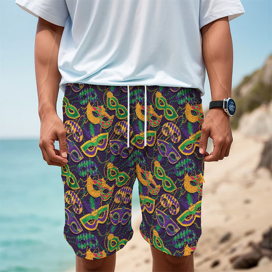 Mardi Gras Festival Pattern Print Men's Cargo Shorts