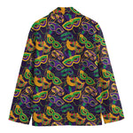 Mardi Gras Festival Pattern Print Men's Cotton Blazer