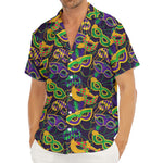 Mardi Gras Festival Pattern Print Men's Deep V-Neck Shirt
