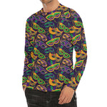 Mardi Gras Festival Pattern Print Men's Long Sleeve Rash Guard