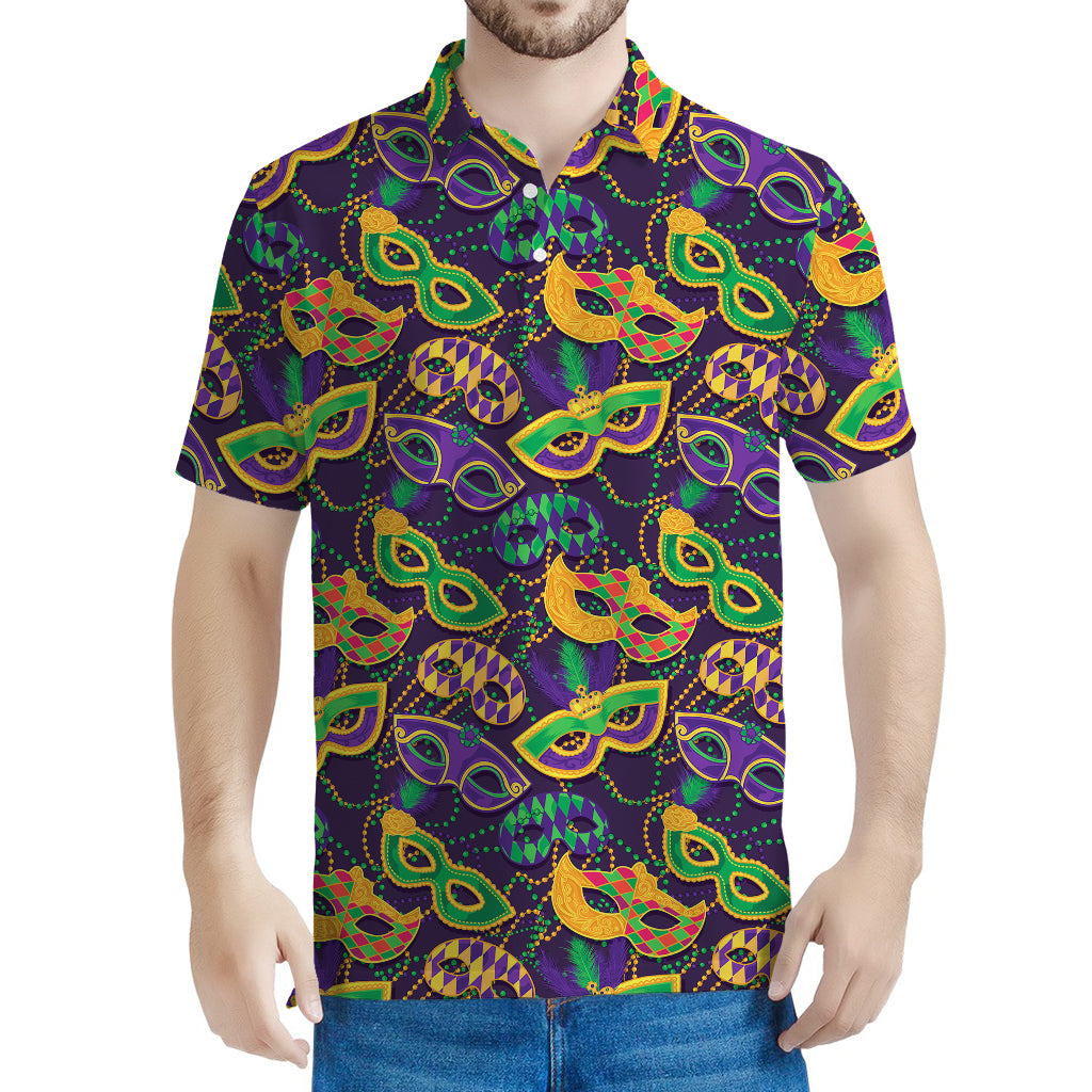 Mardi Gras Festival Pattern Print Men's Polo Shirt