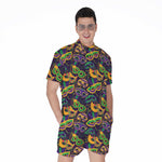 Mardi Gras Festival Pattern Print Men's Rompers