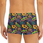 Mardi Gras Festival Pattern Print Men's Short Boxer Briefs