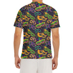 Mardi Gras Festival Pattern Print Men's Short Sleeve Rash Guard