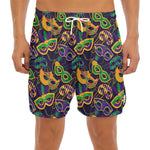 Mardi Gras Festival Pattern Print Men's Split Running Shorts
