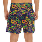 Mardi Gras Festival Pattern Print Men's Split Running Shorts