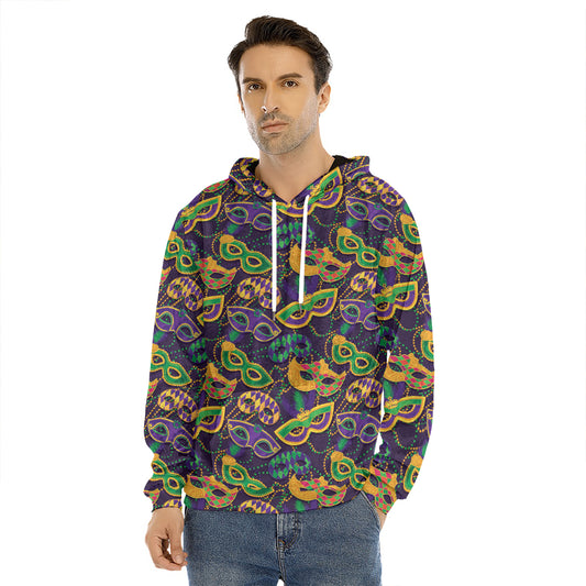 Mardi Gras Festival Pattern Print Men's Velvet Pullover Hoodie