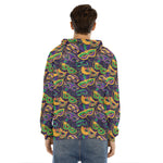 Mardi Gras Festival Pattern Print Men's Velvet Pullover Hoodie