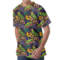 Mardi Gras Festival Pattern Print Men's Velvet T-Shirt