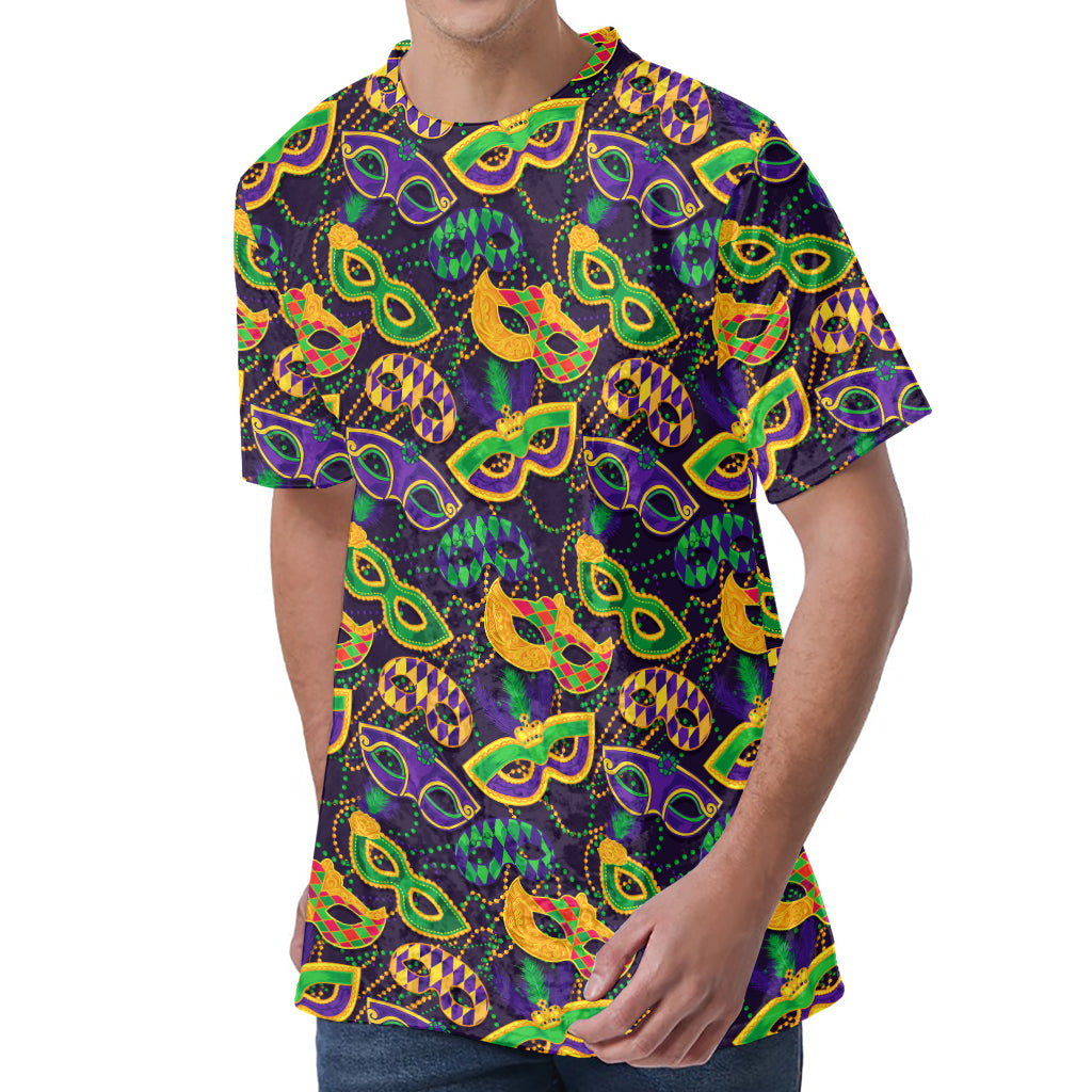 Mardi Gras Festival Pattern Print Men's Velvet T-Shirt