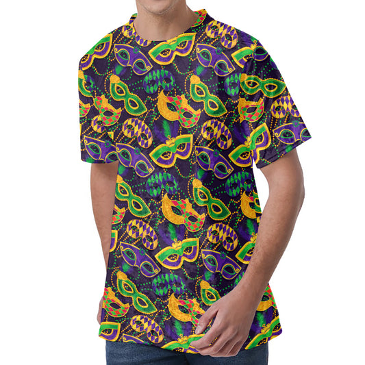 Mardi Gras Festival Pattern Print Men's Velvet T-Shirt