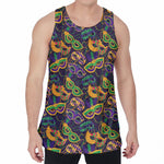 Mardi Gras Festival Pattern Print Men's Velvet Tank Top