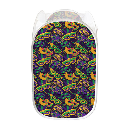 Mardi Gras Festival Pattern Print Mesh Laundry Hamper