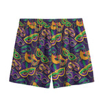 Mardi Gras Festival Pattern Print Mesh Shorts