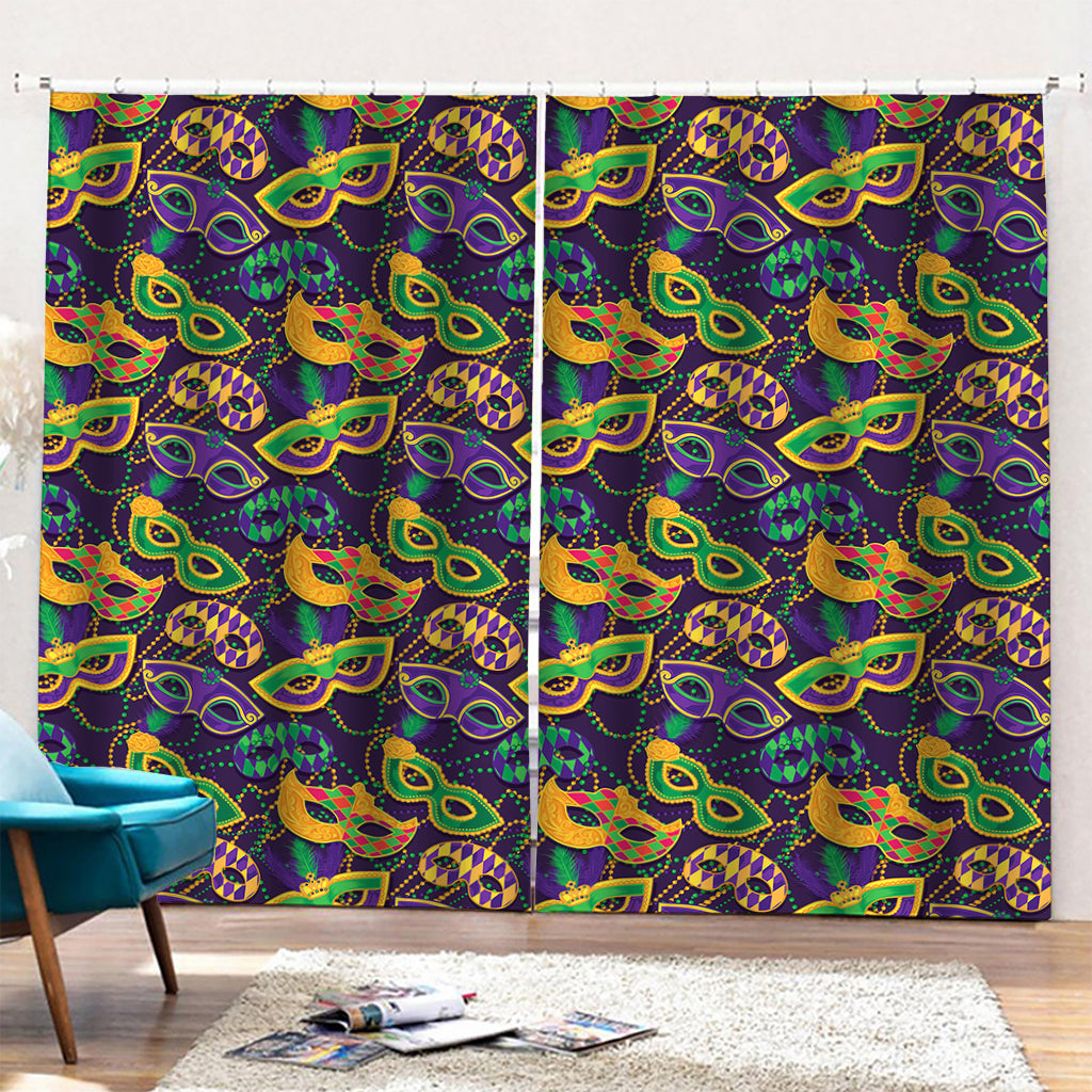 Mardi Gras Festival Pattern Print Pencil Pleat Curtains