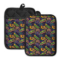 Mardi Gras Festival Pattern Print Pot Holders With Pocket