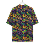 Mardi Gras Festival Pattern Print Rayon Hawaiian Shirt