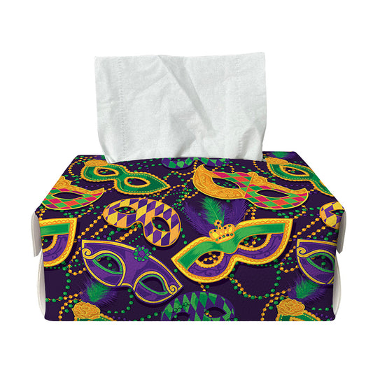 Mardi Gras Festival Pattern Print Rectangle Tissue Box Cover