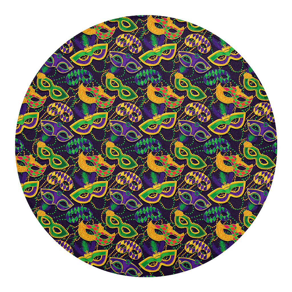 Mardi Gras Festival Pattern Print Round Blanket