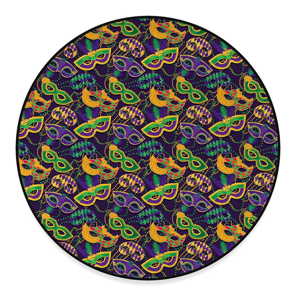 Mardi Gras Festival Pattern Print Round Floor Mat