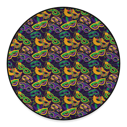 Mardi Gras Festival Pattern Print Round Floor Mat