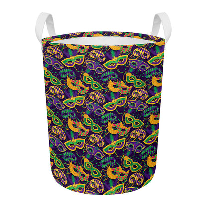Mardi Gras Festival Pattern Print Round Laundry Basket