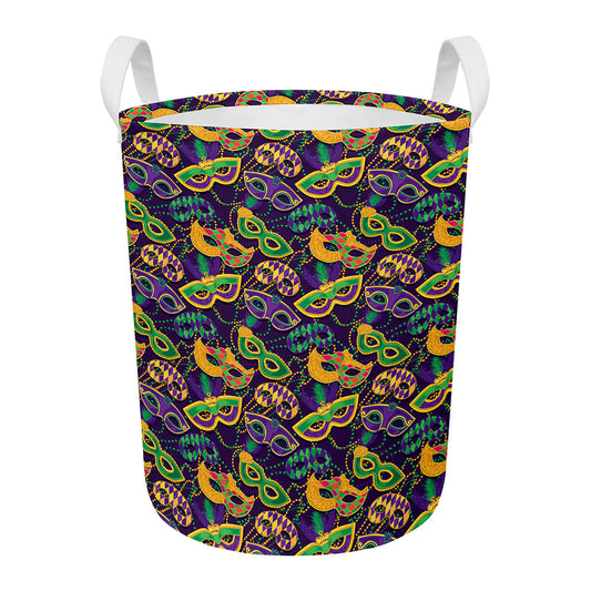 Mardi Gras Festival Pattern Print Round Laundry Basket