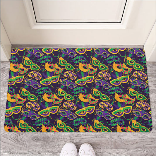 Mardi Gras Festival Pattern Print Rubber Doormat