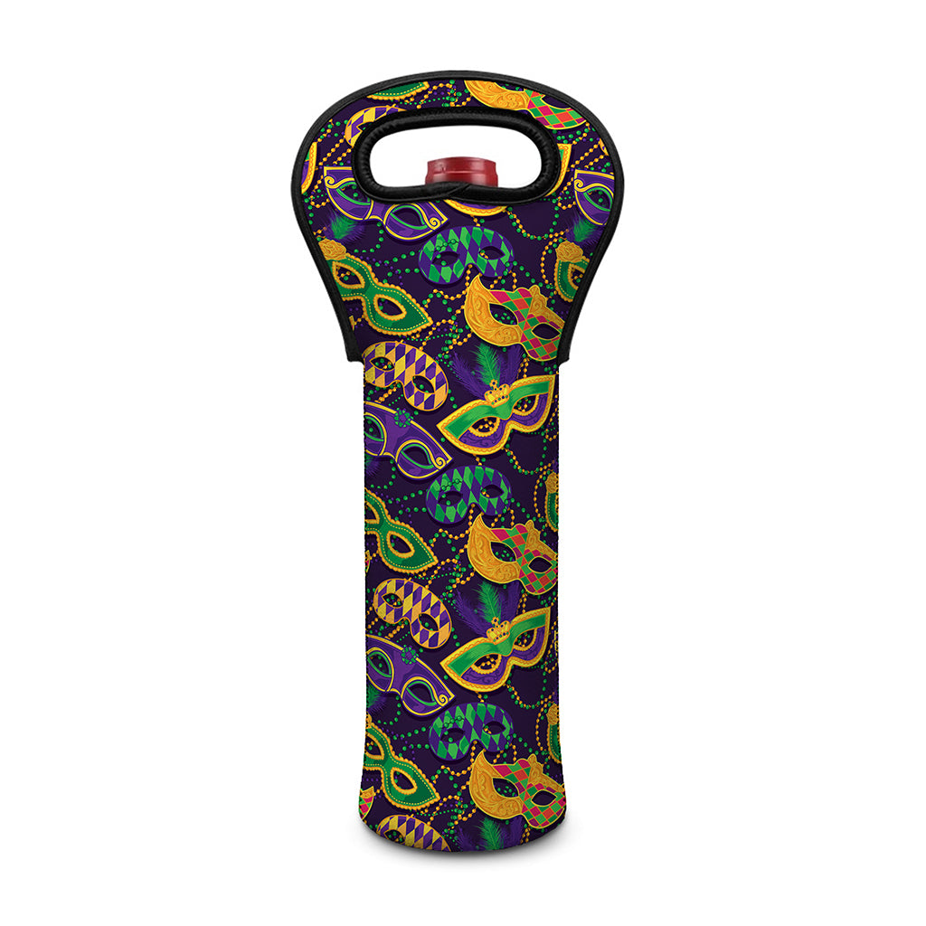 Mardi Gras Festival Pattern Print Single Neoprene Wine Tote