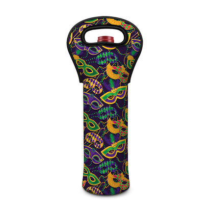 Mardi Gras Festival Pattern Print Single Neoprene Wine Tote