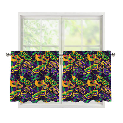 Mardi Gras Festival Pattern Print Tier Curtains