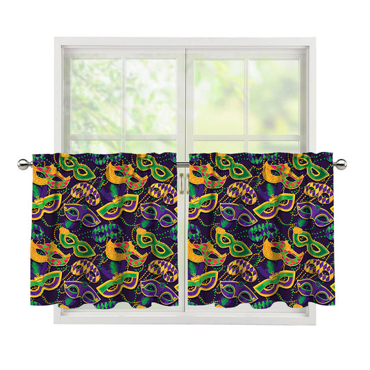Mardi Gras Festival Pattern Print Tier Curtains