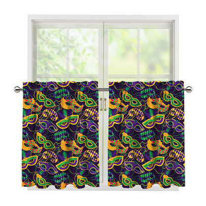 Mardi Gras Festival Pattern Print Tier Curtains