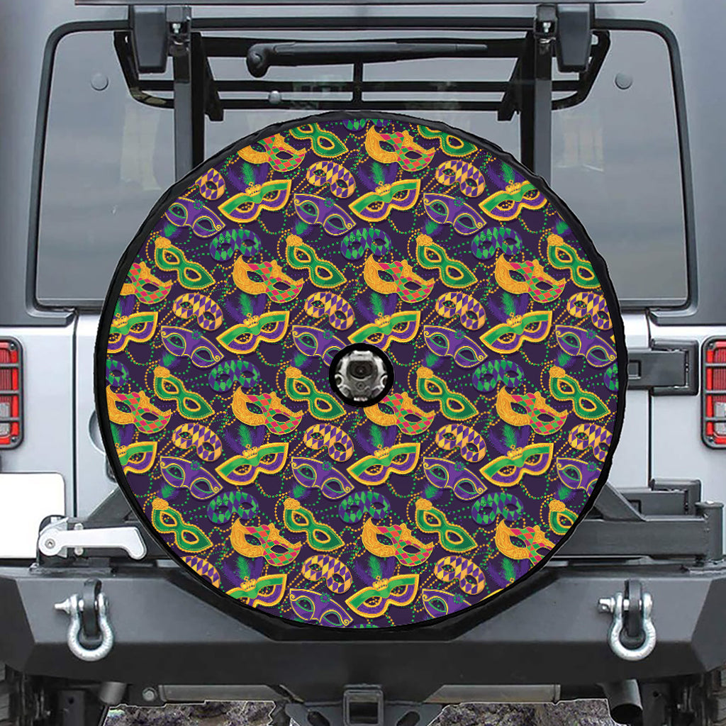 Mardi Gras Festival Pattern Print Tire Cover With Camera Hole